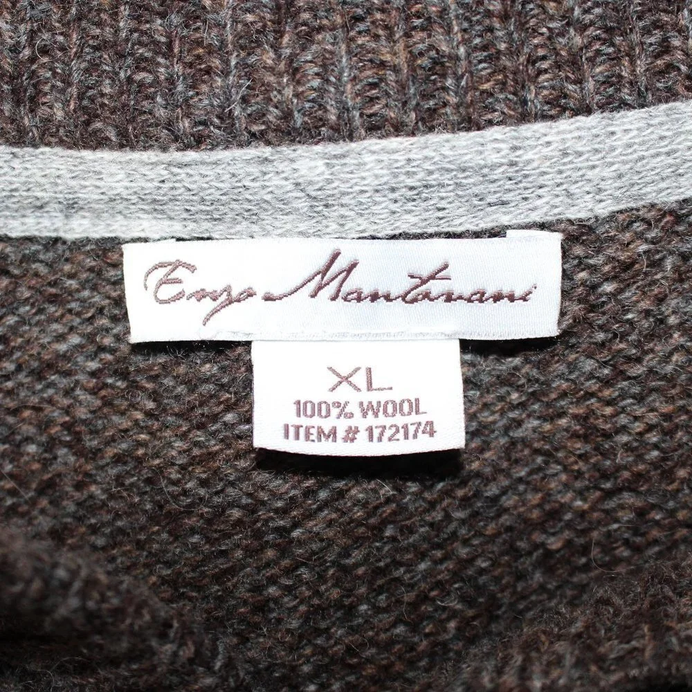 Enzo Mantovani Men's Brown 100% Wool Pull Over Long Sleeve Sweater Size XL